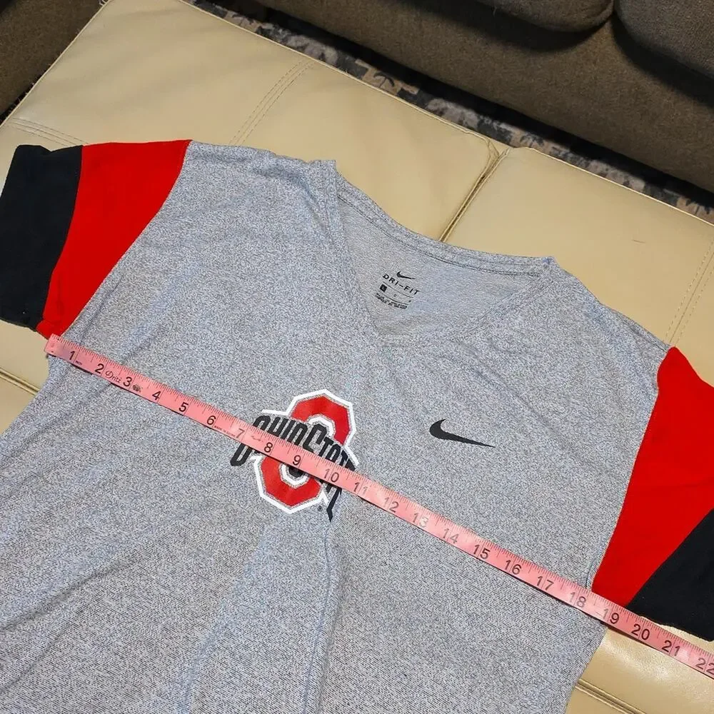 Nike Ohio State Buckeyes Gray V-Neck T-Shirt Womens Size Large